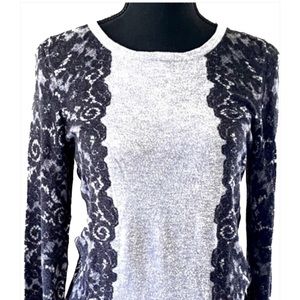 The Limited Gray and Black Lace Sweater